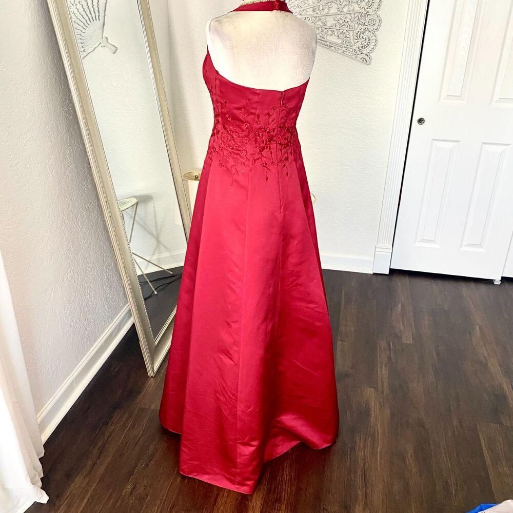 Early 2000's Whimsygoth Floral Beaded Burgundy Princess A-Line Prom Dress 6 / S - Picture 4 of 6